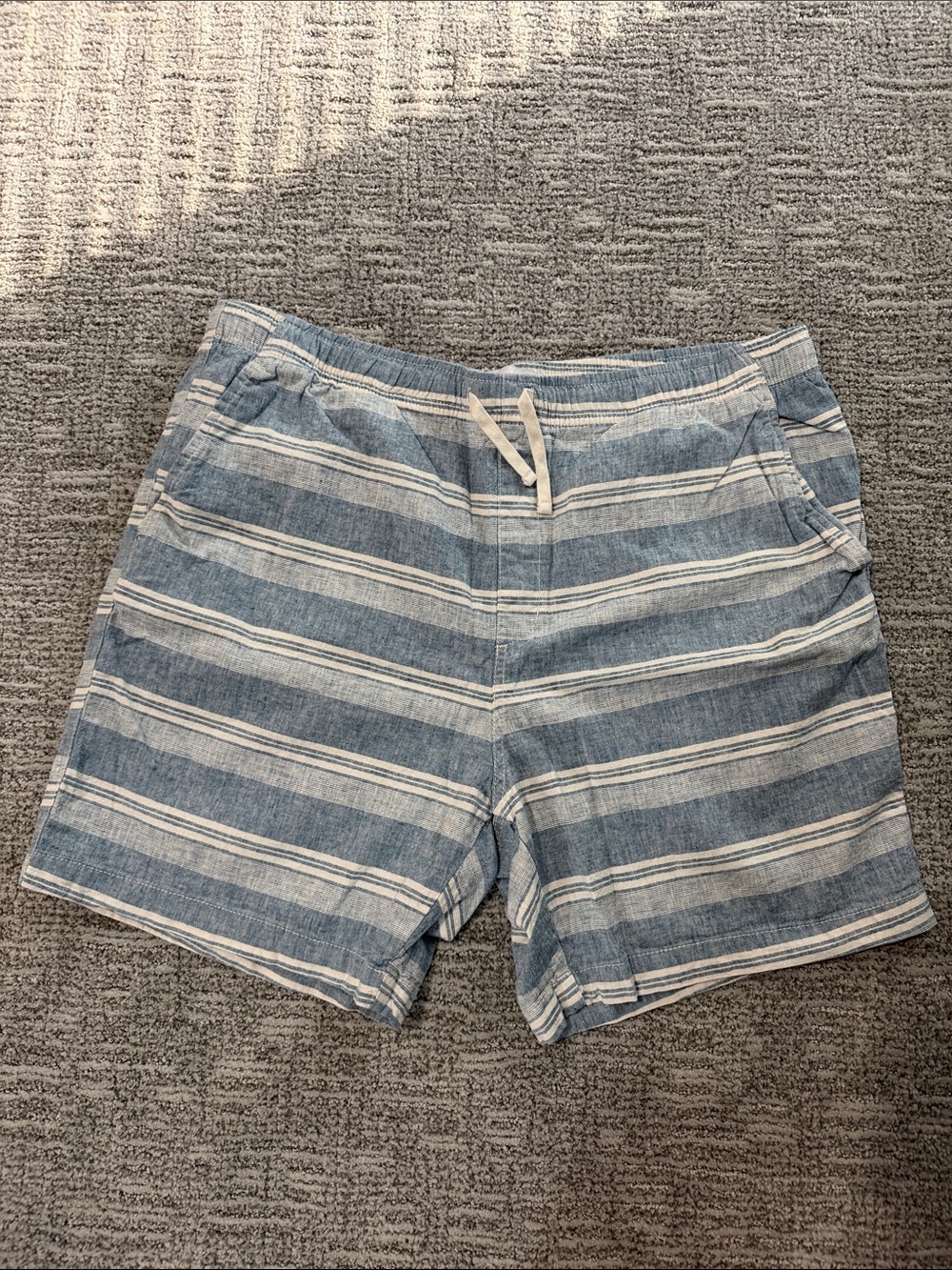 Old Navy Blue and White Striped Men’s Flat Front Shorts